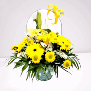 cesta flores amarillas