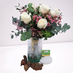 rosas blanca flor de cera